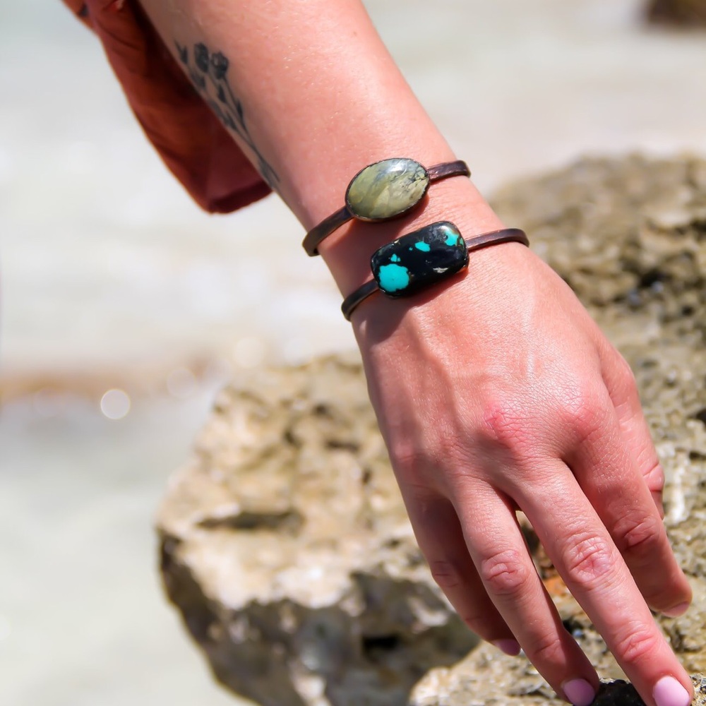 Turquoise Copper Electroformed Cuff Bracelet
